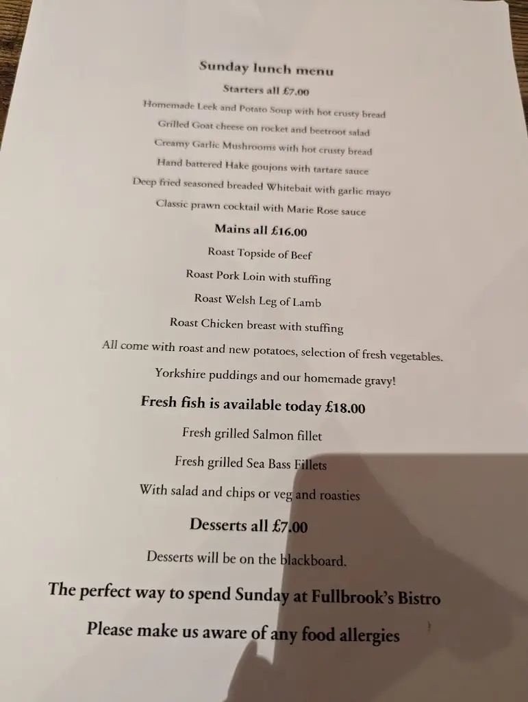 Menu_Fullbrook's Bistro_Llanharan_image_1