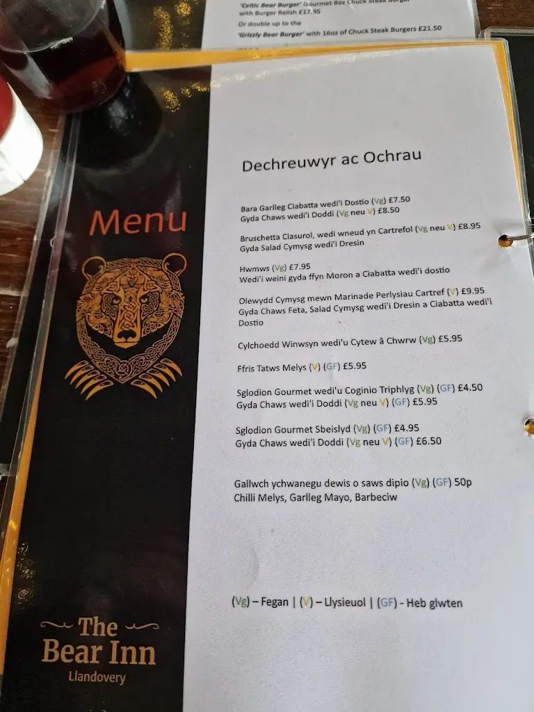 Menu_The Bear Inn_Llandovery_image_4