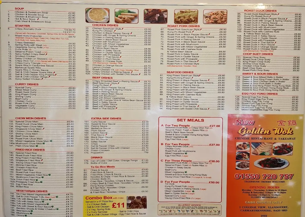 Menu_The Golden Wok_Llandovery_image_1