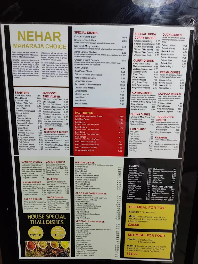Menu_Nehar Indian Takeaway_Lampeter_image_1