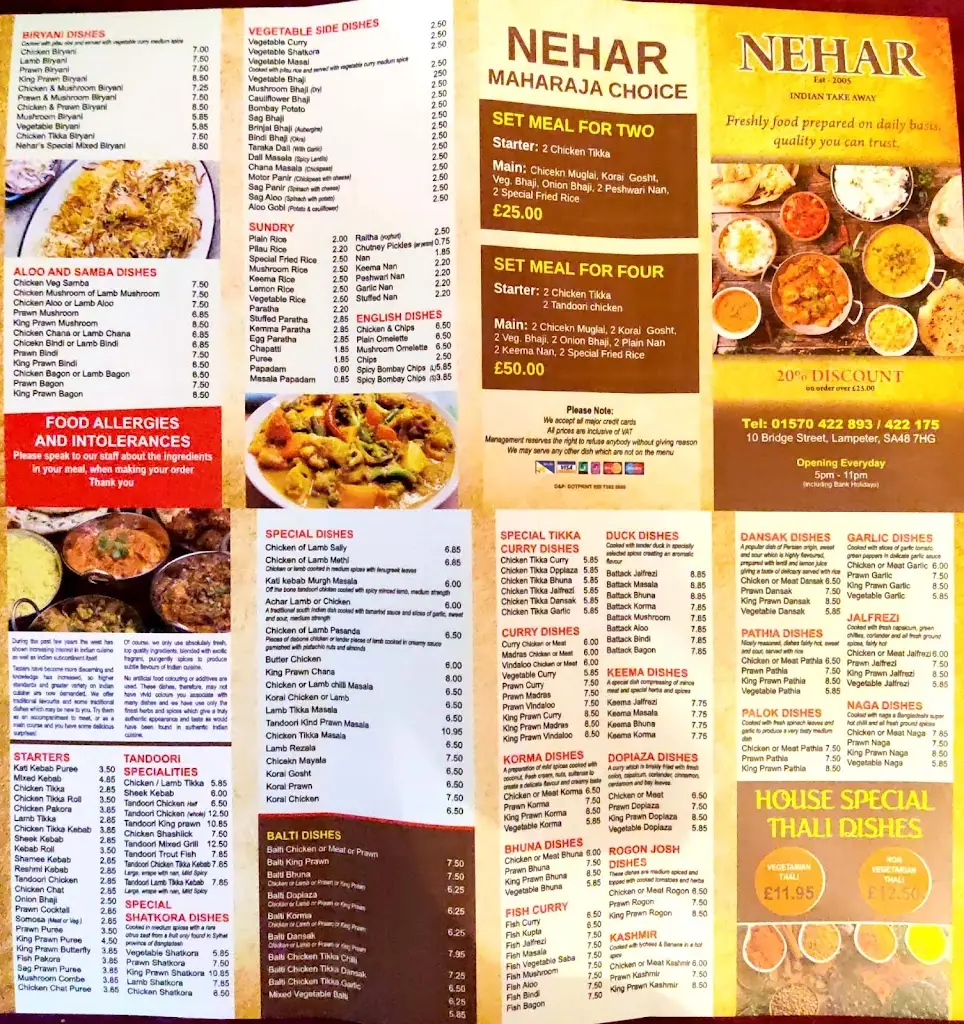Menu_Nehar Indian Takeaway_Lampeter_image_2