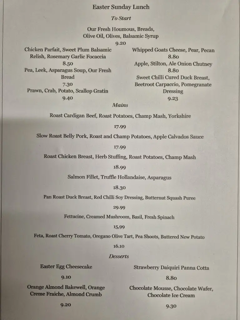 Menu_The Belle_Lampeter_image_1