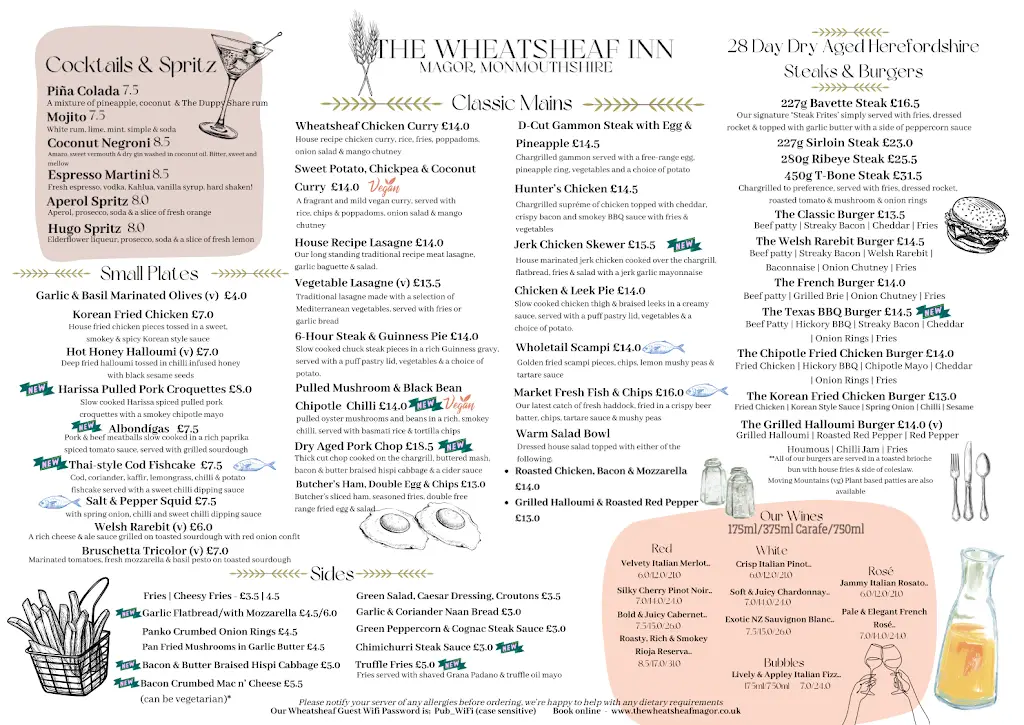 Menu_The Wheatsheaf_Magor_image_1