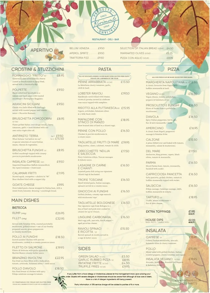 Menu_Trattoria restaurant & Gin Bar_Llantrisant_image_1