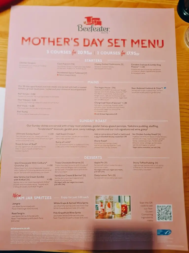 Menu_The Longbow Beefeater_Llantrisant_image_1