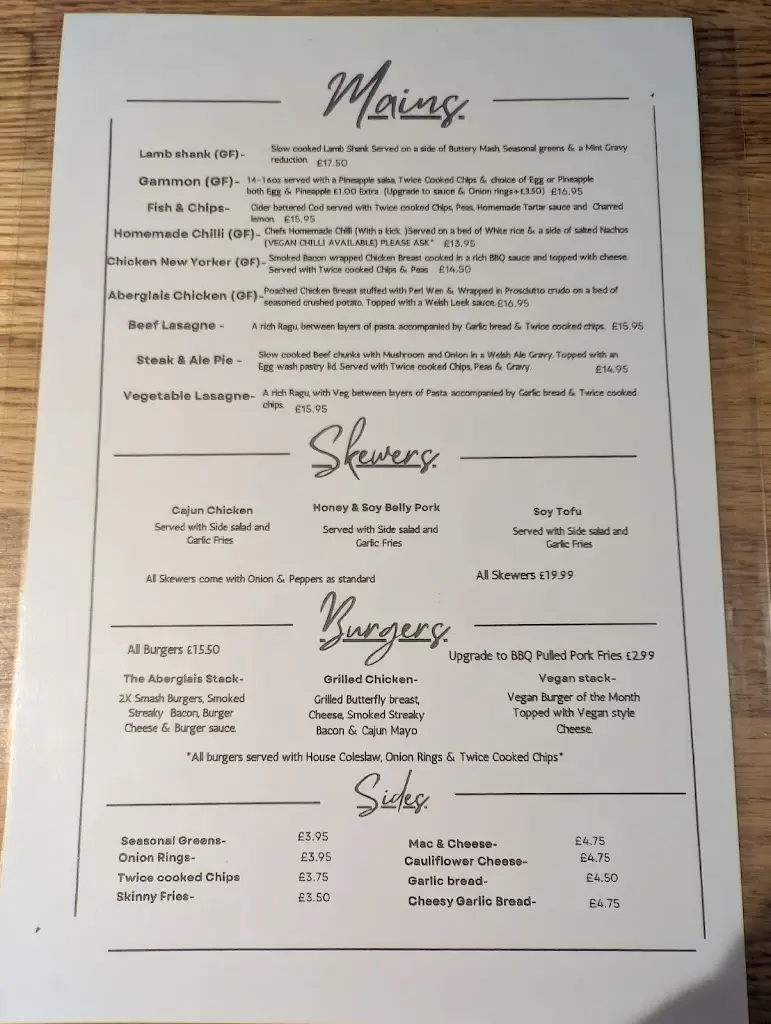 Menu_Aberglais Inn_Merthyr Tydfil_image_1