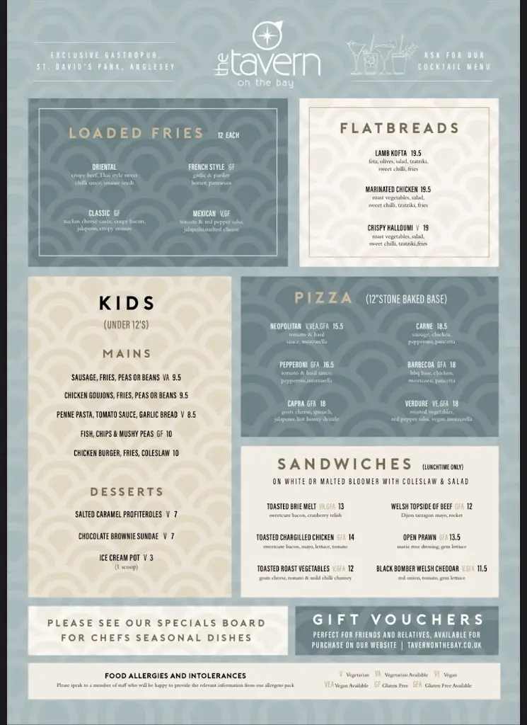 Menu_The Tavern on The Bay_Moelfre_immagine_2
