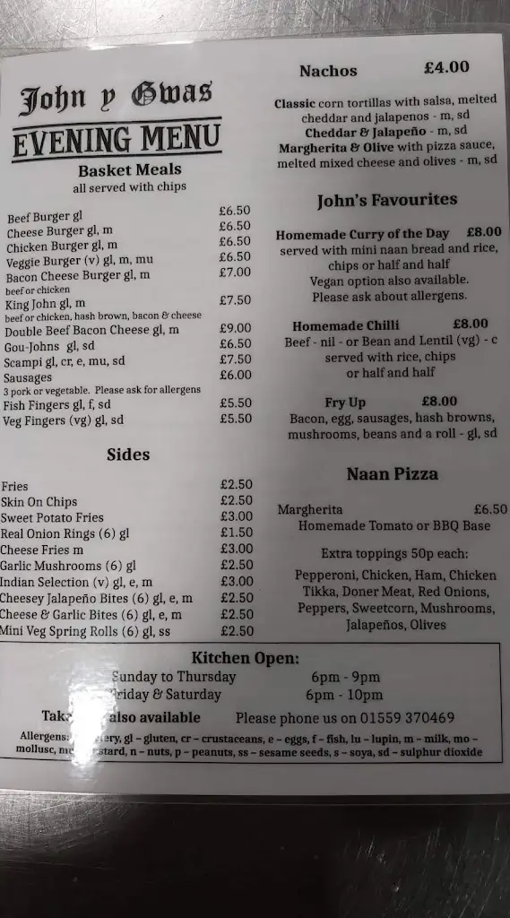 Menu_Tafarn John Y Gwas_Llandysul_image_3