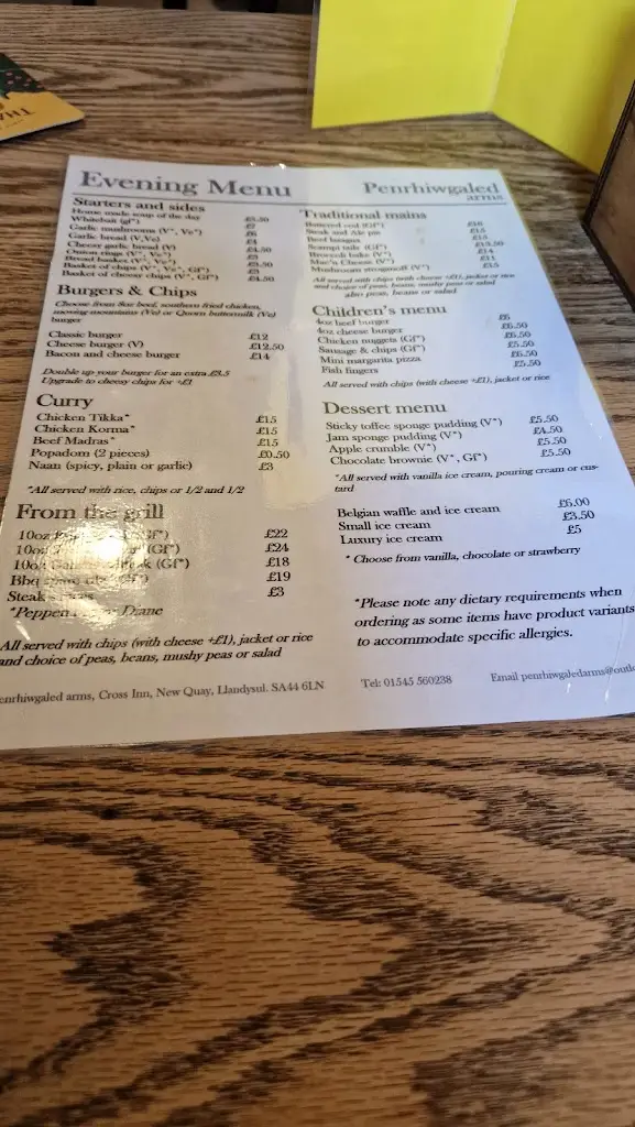 Menu_Penrhiwgaled Arms_Llandysul_image_1