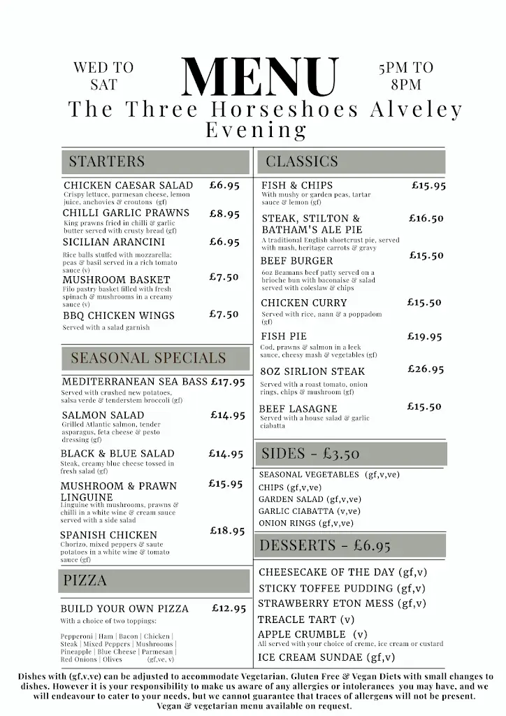 Menu_The Three Horseshoes_Alveley_imagen_2