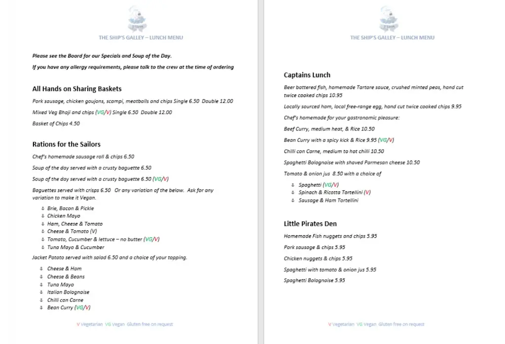 Menu_The Ship / Y Llong_Llandysul_image_1