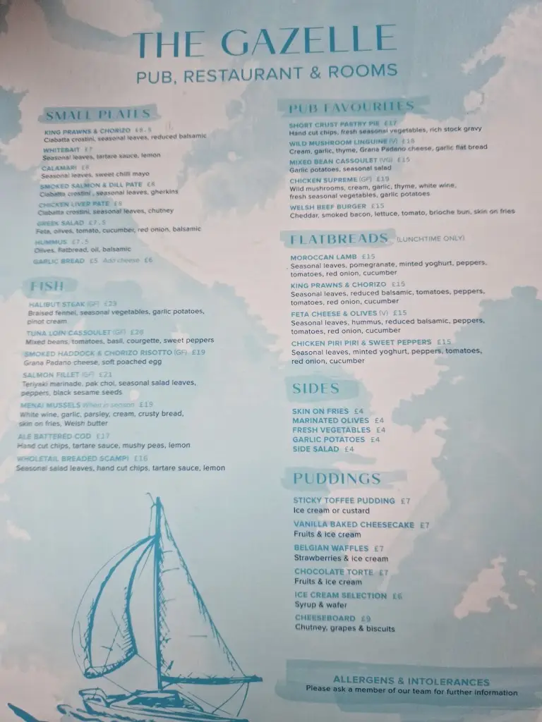 Menü_The Gazelle Hotel_Menai Bridge_Bild_2