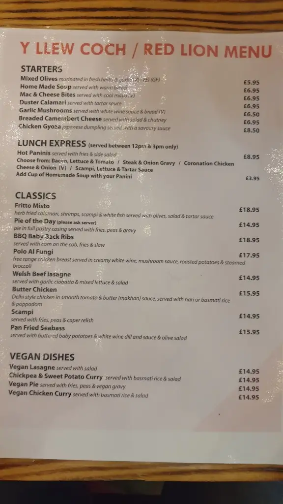 Menu_Y Llew Coch  Machynlleth_Machynlleth_image_1