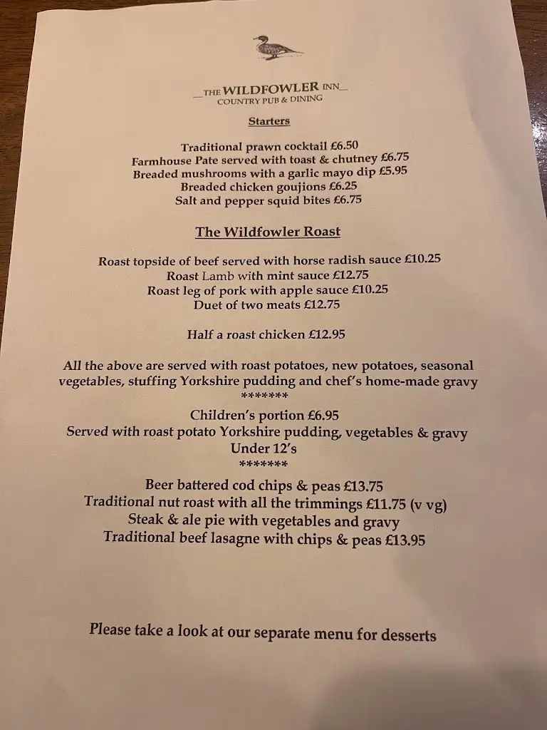 Menu_The Wild Fowler_Machynlleth_image_1