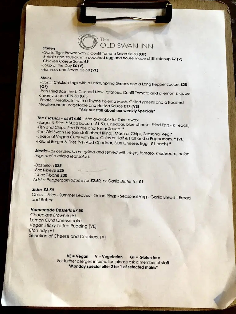 Menu_The Old Swan Inn_Llantwit Major_image_1