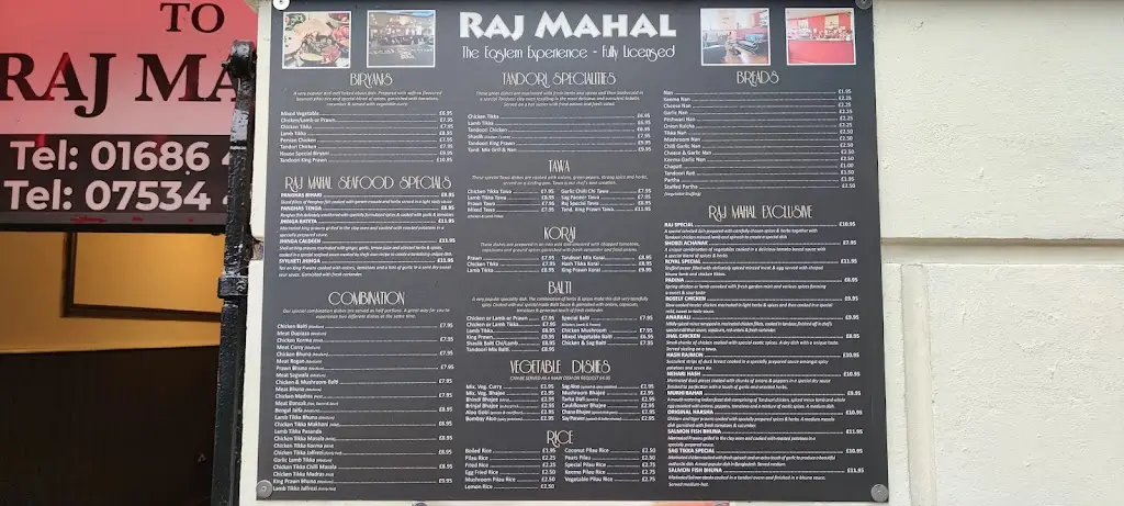 Menu_The Raj Mahal_Llanidloes_image_1