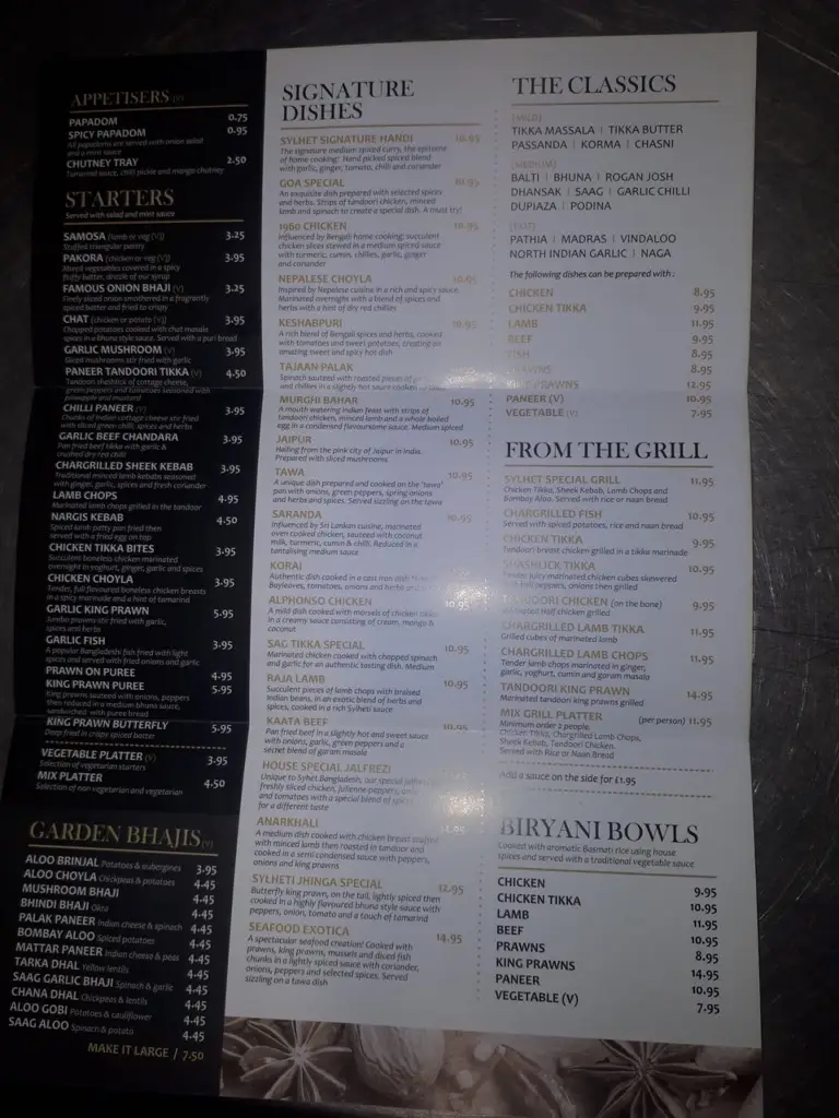 Menu_Sylhet Bangladeshi Restaurant_Llanidloes_immagine_1