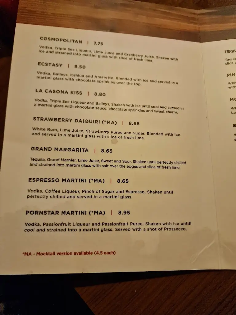 Menu_La Casona_Neath Port Talbot_image_1