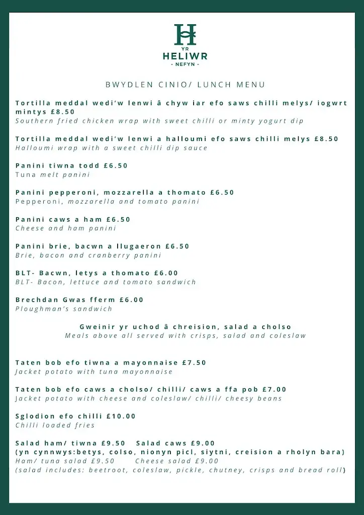 Menu_Tafarn Yr Heliwr_Nefyn_image_2