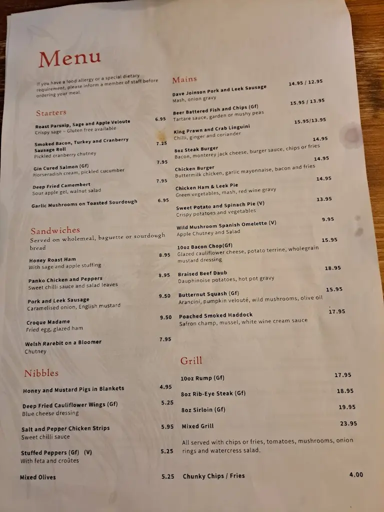 Menü_The Red Lion at Northop_Northop_Bild_4