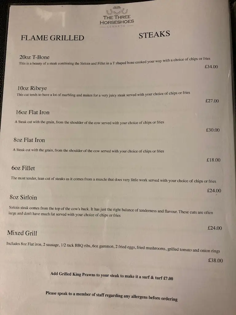 Menu_Three Horseshoes Cenarth_Newcastle Emlyn_image_1