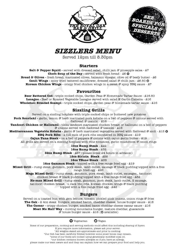 Menu_The Royal Oak_Alveley_imagen_1