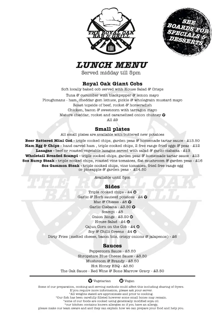 Menu_The Royal Oak_Alveley_imagen_2