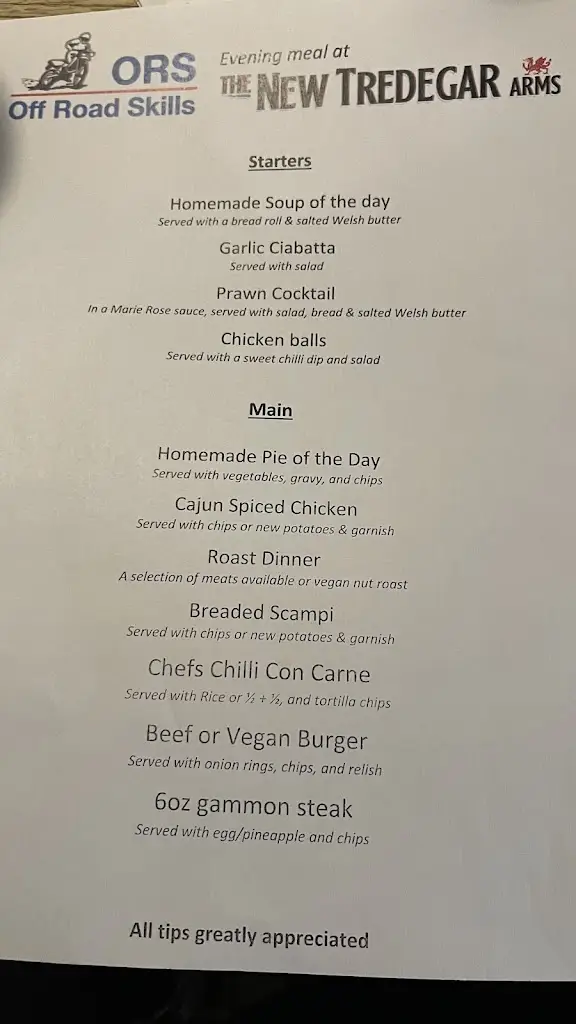 Menu_The New Tredegar Arms_New Tredegar_image_1