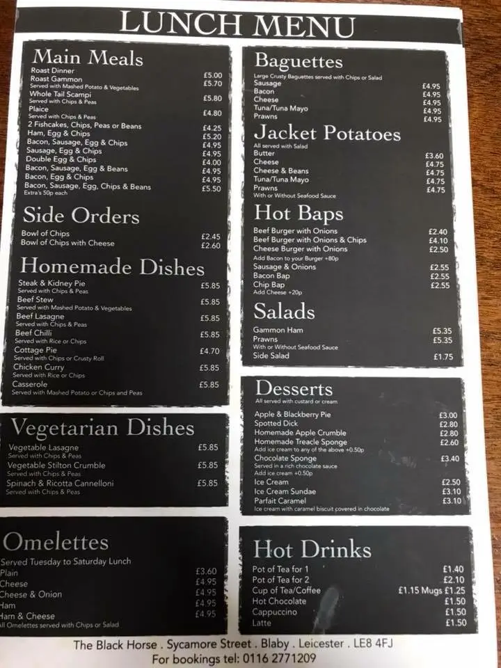 Menu_The Black Horse_Blaby_image_1