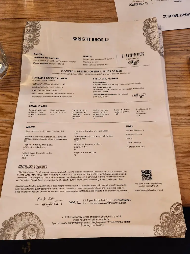 Menu_Wright Brothers Borough Market_Merthyr Tydfil County Borough_image_1