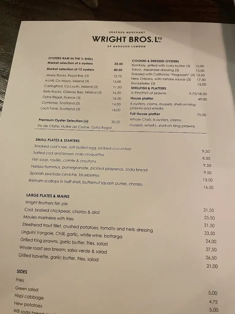 Menu_Wright Brothers Borough Market_Merthyr Tydfil County Borough_image_4