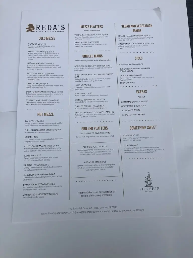 Menu_Reda’s Lebanese restaurant_Merthyr Tydfil County Borough_image_1