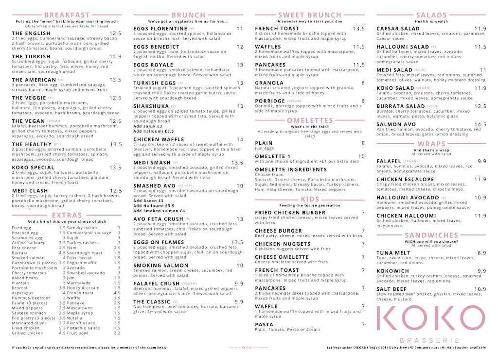 Menu_KOKO Brasserie_Bishops Stortford_image_1