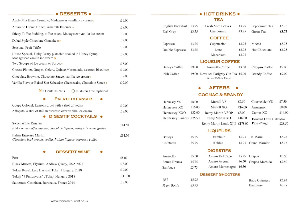 Menu_Roni's Restaurant_Bishops Stortford_image_2