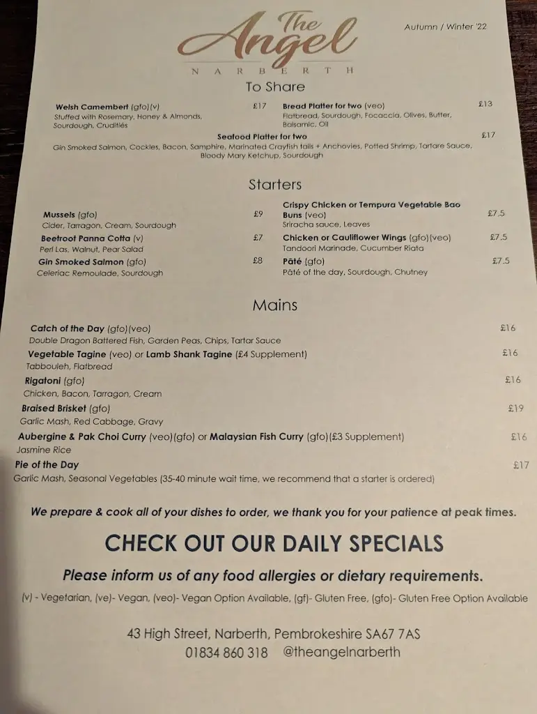 Menu_The Angel Narberth_Narberth_image_1