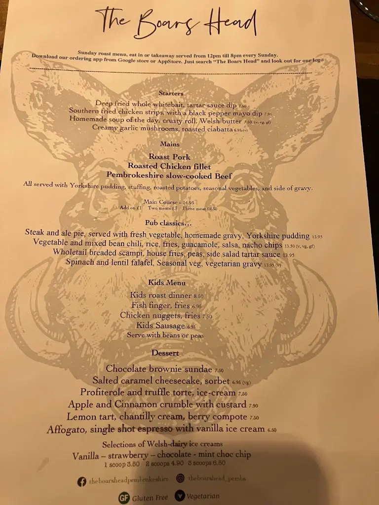 Menu_The Boars Head_Narberth_image_2