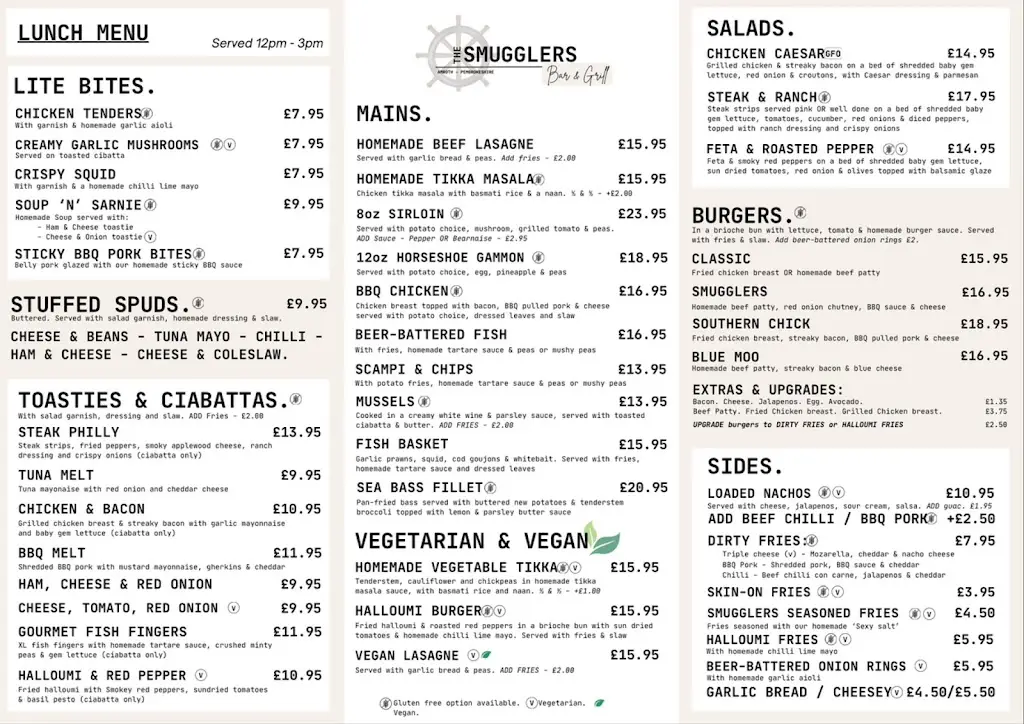 Menü_The Smugglers_Narberth_Bild_2