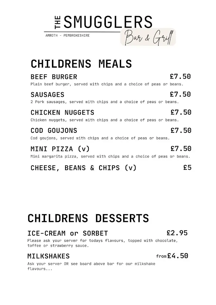 Menü_The Smugglers_Narberth_Bild_3