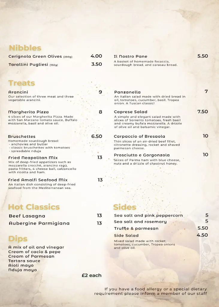 Menü_Paisá_Bishops Stortford_Bild_2