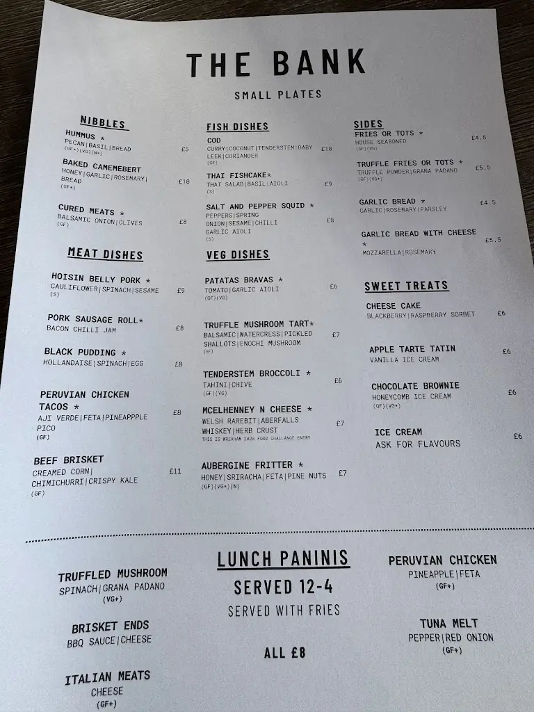 Menu_The Bank Wine Bar & Bistro_Marchwiel_image_1