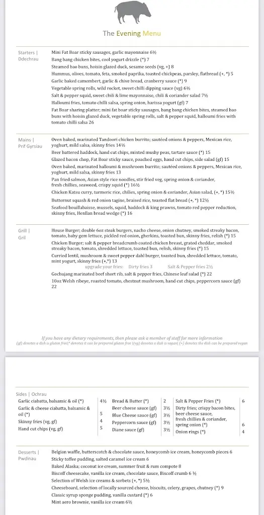 Menu_The Fat Boar_Marchwiel_image_2