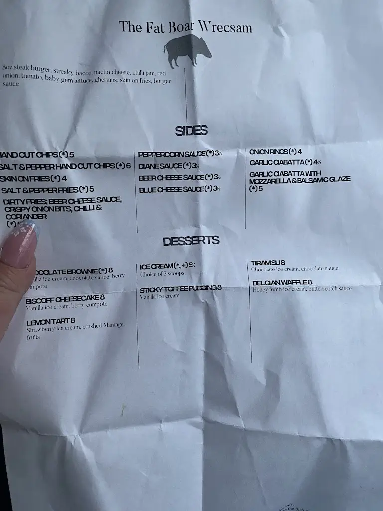 Menu_The Fat Boar_Marchwiel_image_3