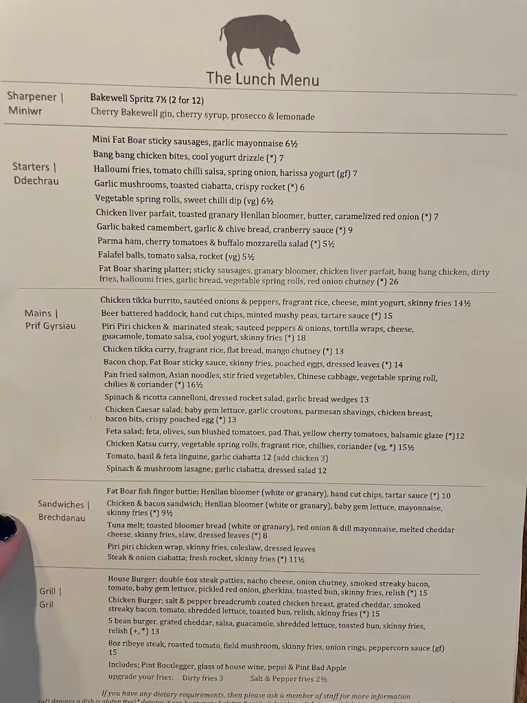 Menu_The Fat Boar_Marchwiel_image_4