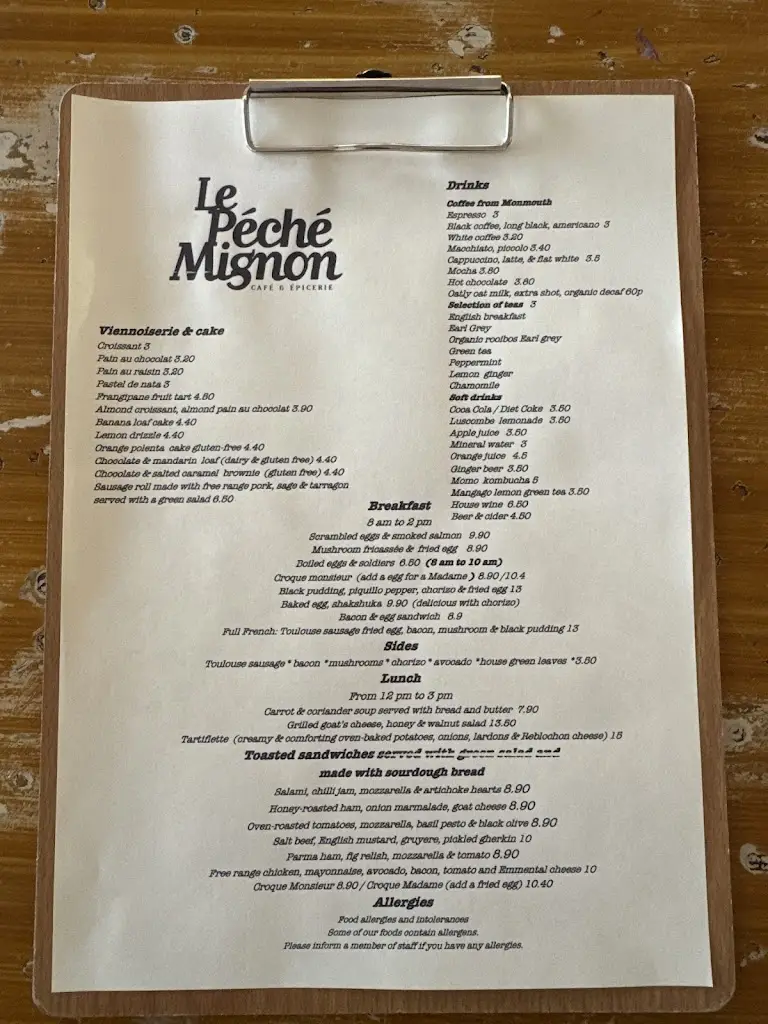 Menu_Le Péché Mignon_Bishops Stortford_image_1