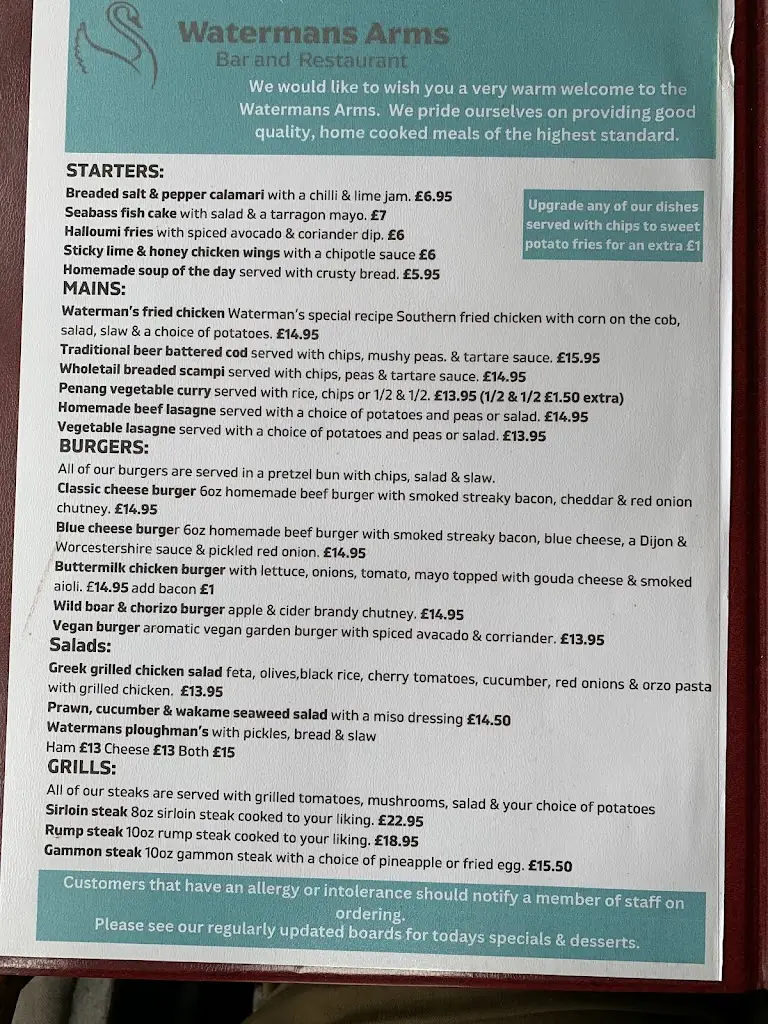 Menu_Watermans Arms_Pembroke_image_1