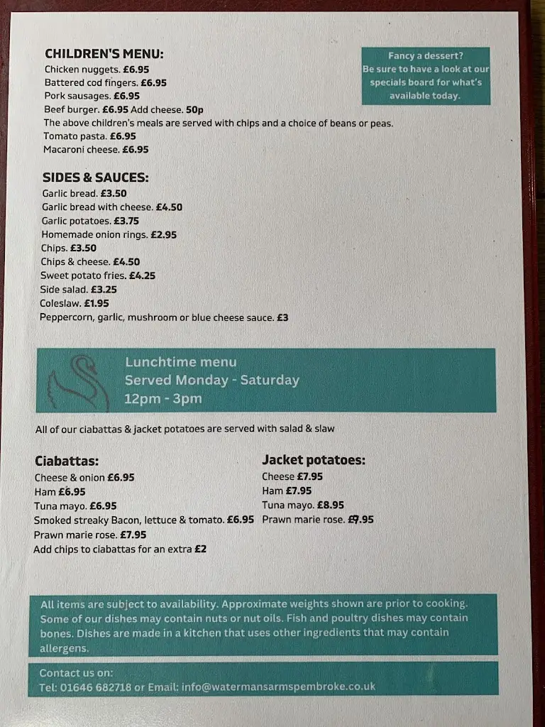 Menu_Watermans Arms_Pembroke_image_2