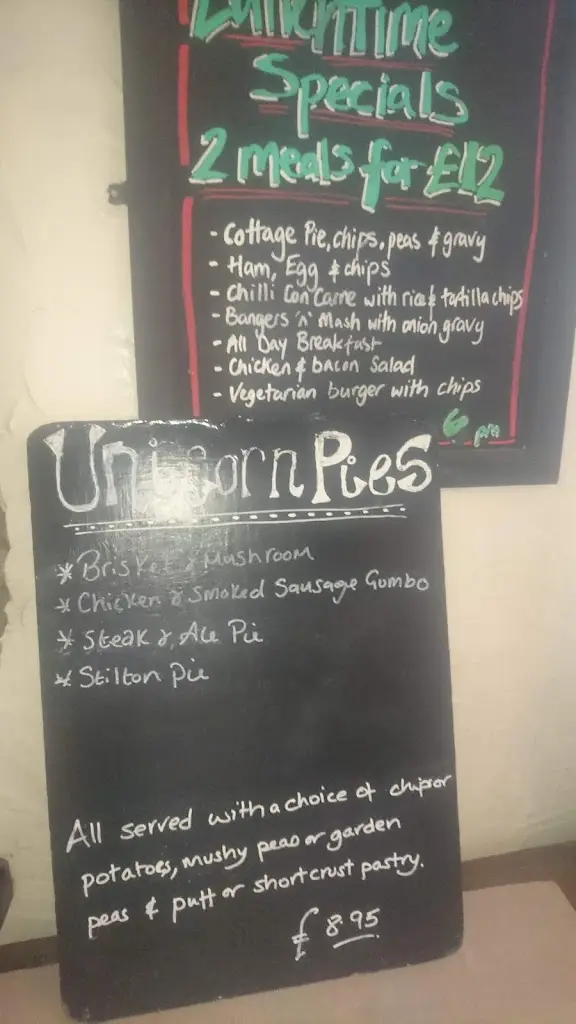 Menu_The Unicorn_Pontypool_image_1