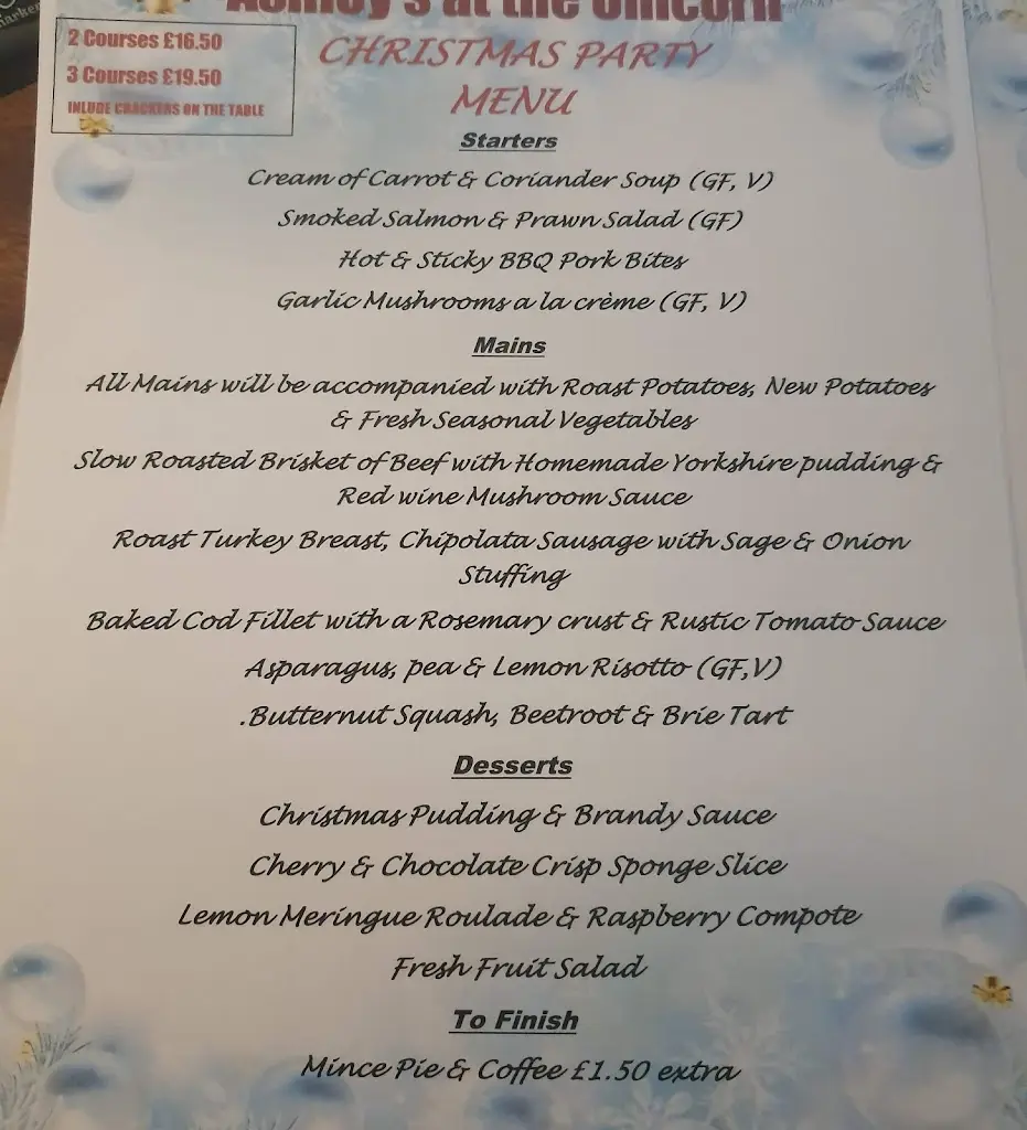 Menu_The Unicorn_Pontypool_image_2