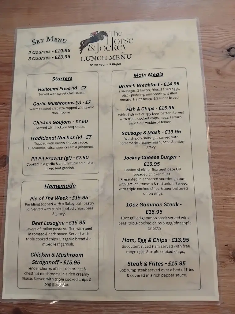 Menu_The Horse & Jockey_Pontypool_image_1