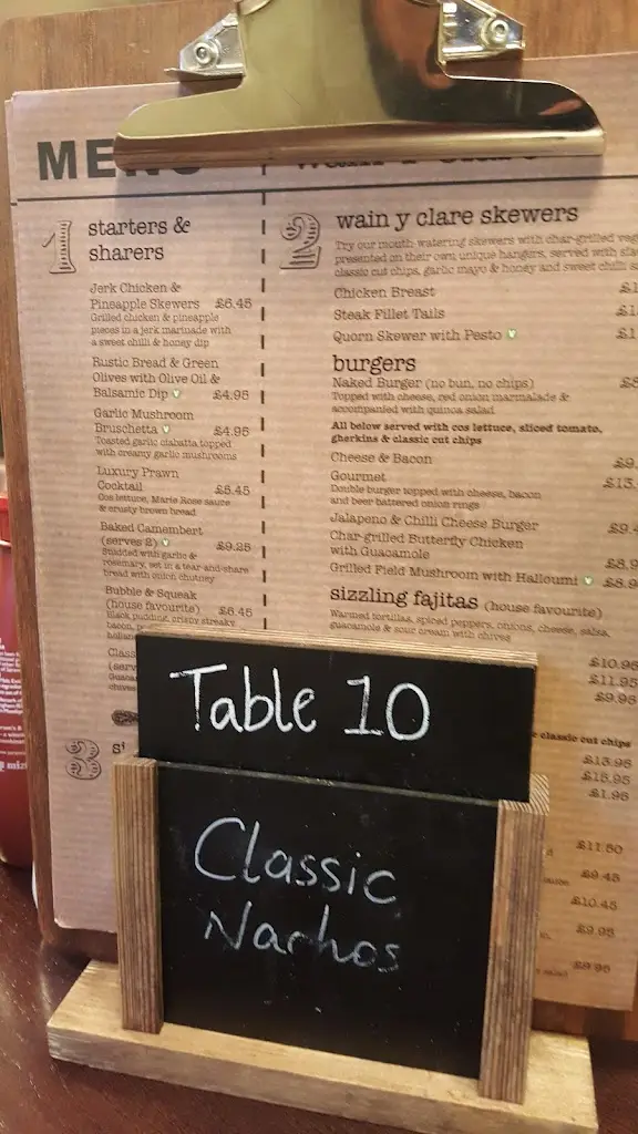 Menu_The Wain-Y-Clare_Pontypool_image_3